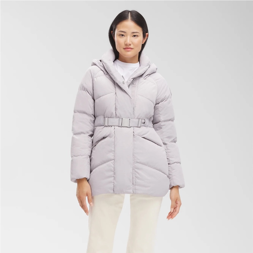 Canada Goose Moonstone Gray Hooded Belted Puffer Jacket - Picture 2 of 7